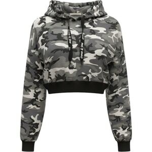 Emma & Sam Womens Grey Camo Cropped Hoodie Sweatshirt Size‎ M Camouflage